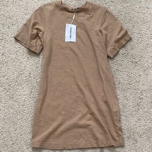 Cotton Citizen Tokyo short Sleeve Mini-Dress. Dark Tan. Size S. NWT.